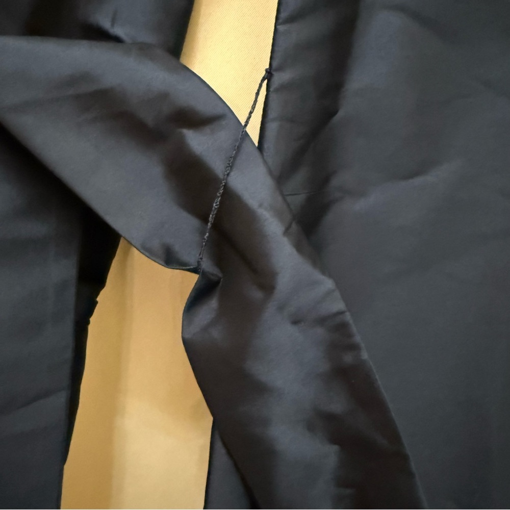 Emily Shalant Navy Taffeta Shirt Dress Crystal Bow Buttons Belted Midi Sz 0 - Picture 10 of 13